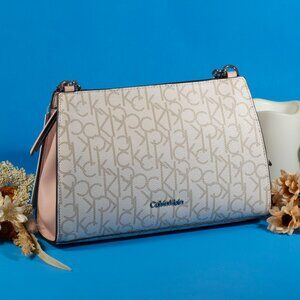 Calvin Klein Signature Handbag Women Logo Color Coral/Pink Crossbody Bag